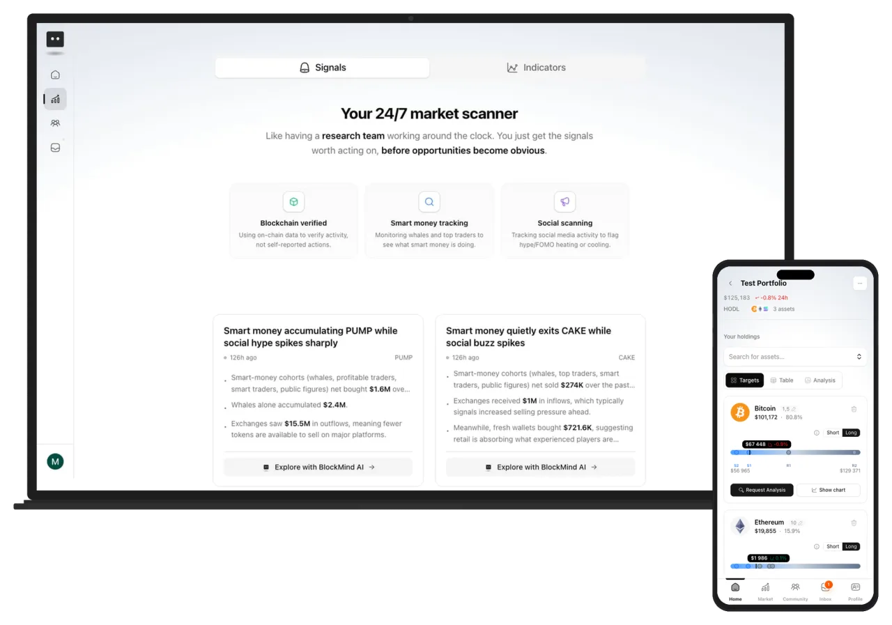 BlockMind platform dashboard and mobile app